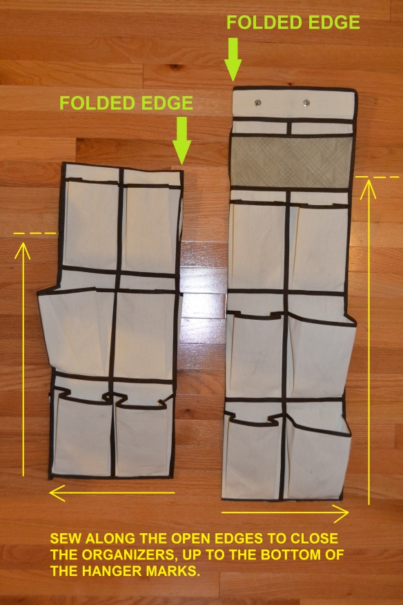 You can also cut the bottoms of shoe organizer pockets and keep